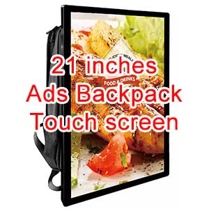 Welaso 21.5-inch LCD advertising backpack,  Touch screen version