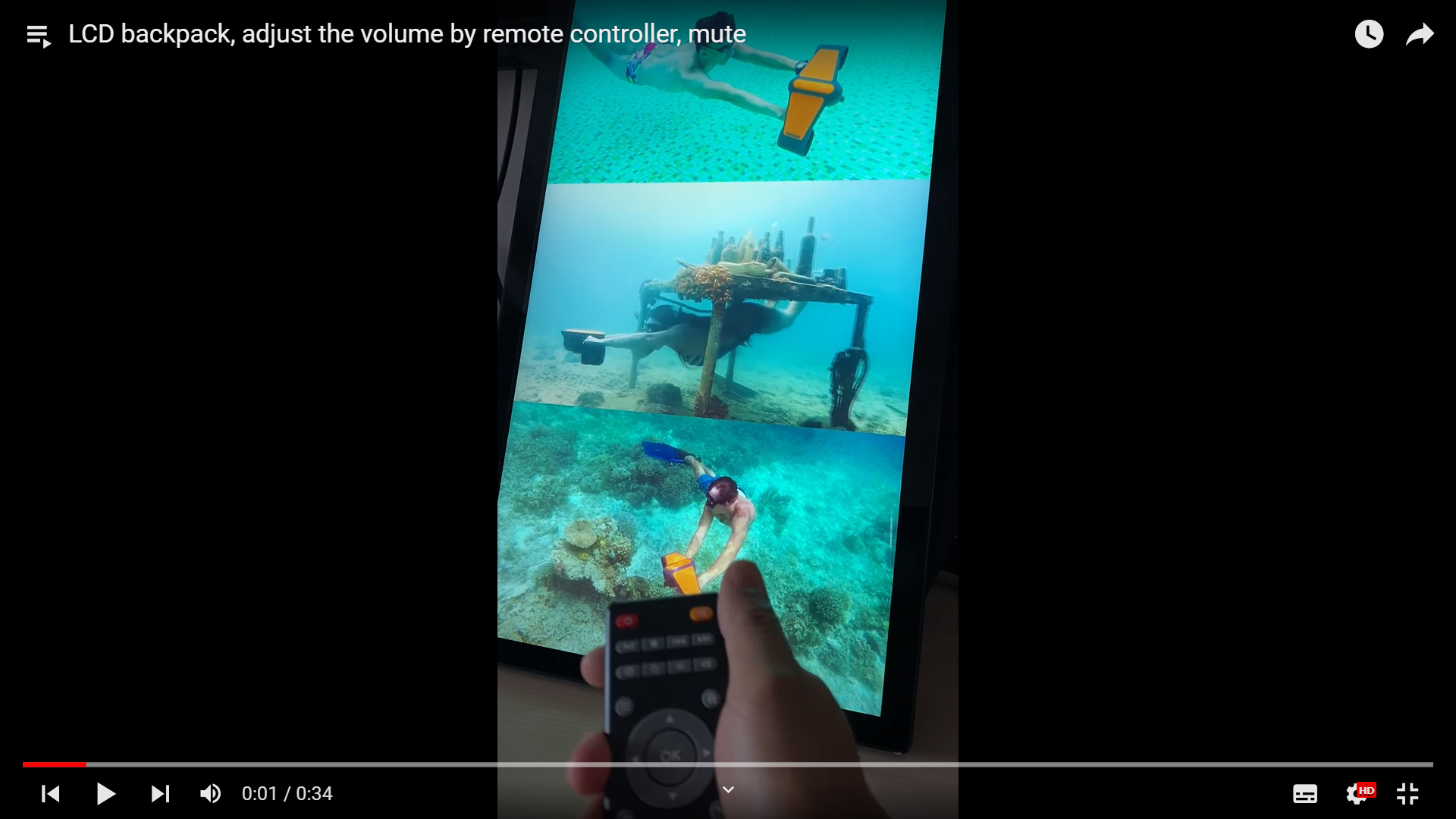 Adjust the volume of LCD backpack by remote controller, mute and unmute